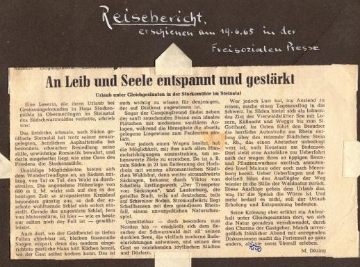 Zeitungsbericht von 1965